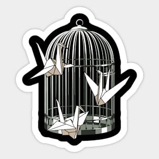 Paper Birds Flying Out of a Cage Vintage Art Bird Lover Sticker